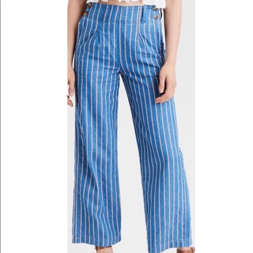 American Eagle striped cropped wide leg pants